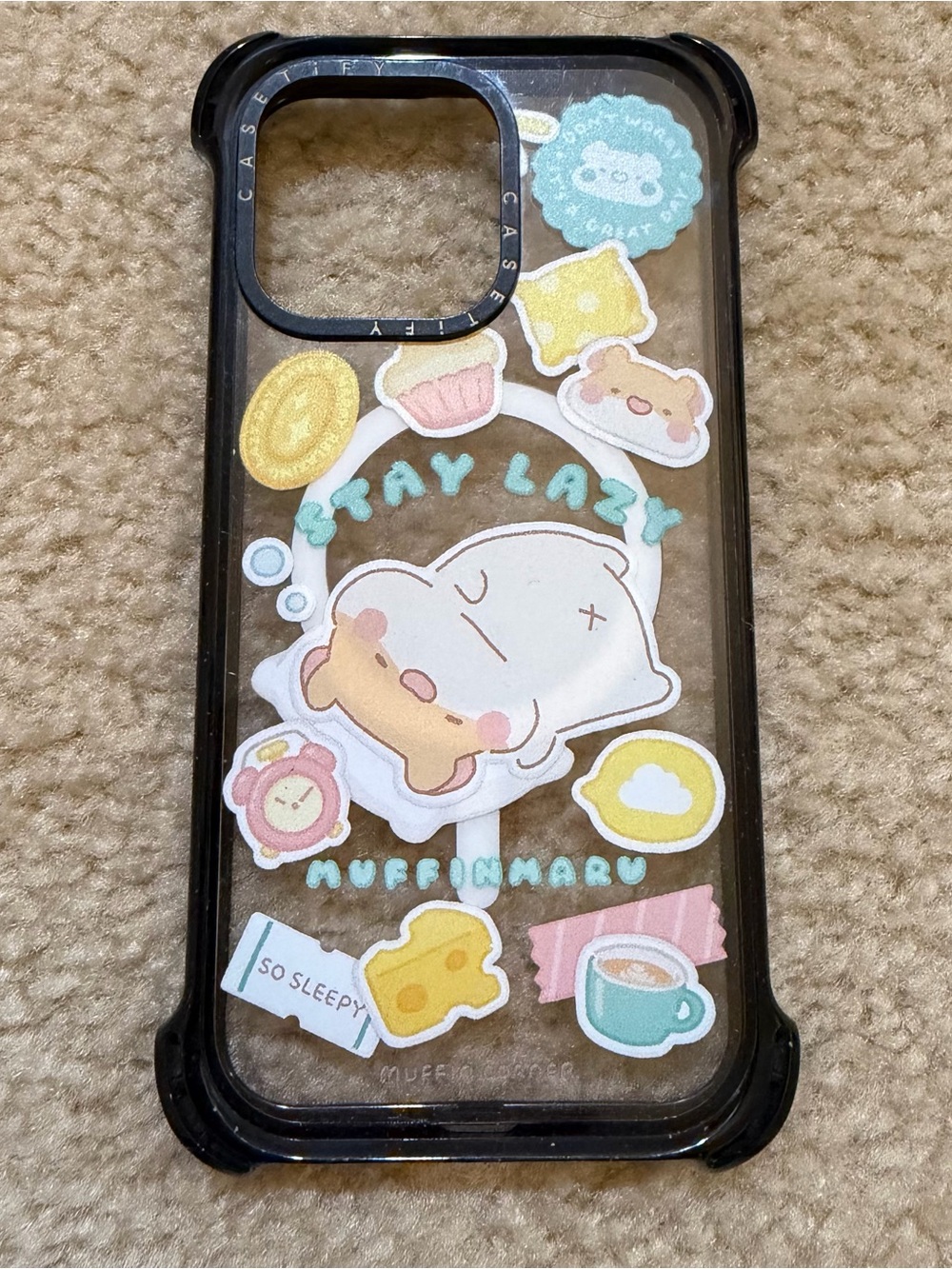 CASETiFY x MuffinMaru Stay Lazy Bounce Case iPhone 15 Pro Max Black